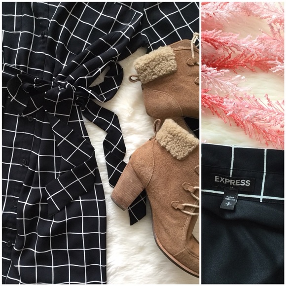 SOLD🚫Express Denali Grid Portofino Shirt Dress - Picture 7 of 8